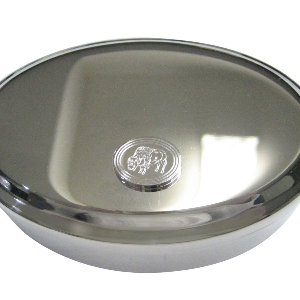 Etched Oval Buffalo Oval Trinket Jewelry Box